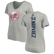 Women's New York Yankees Carlos Narvaez ＃94 Backer Slim Fit T-Shirt Ash