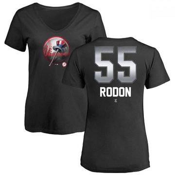 Women's New York Yankees Carlos Rodon ＃55 Midnight Mascot V-Neck T-Shirt - Black