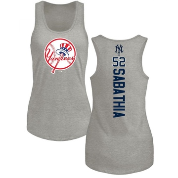 Women's New York Yankees CC Sabathia ＃52 Backer Tank Top Ash