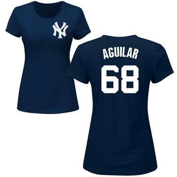 Women's New York Yankees Clay Aguilar ＃68 Roster Name & Number T-Shirt - Navy