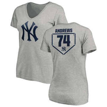 Women's New York Yankees Clayton Andrews ＃74 RBI Slim Fit V-Neck T-Shirt Heathered - Gray