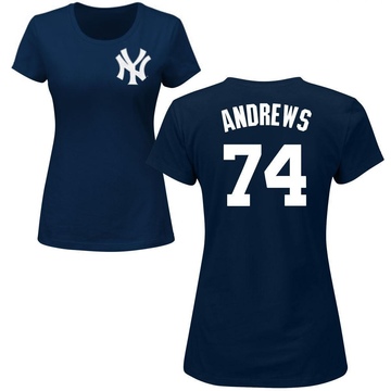 Women's New York Yankees Clayton Andrews ＃74 Roster Name & Number T-Shirt - Navy