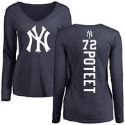 Women's New York Yankees Cody Poteet ＃72 Backer Slim Fit Long Sleeve T-Shirt - Navy