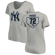 Women's New York Yankees Cody Poteet ＃72 RBI Slim Fit V-Neck T-Shirt Heathered - Gray