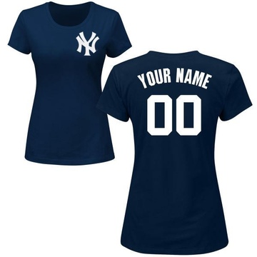 Women's New York Yankees Custom ＃00 Roster Name & Number T-Shirt - Navy