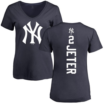 Women's New York Yankees Derek Jeter ＃2 Backer Slim Fit T-Shirt - Navy