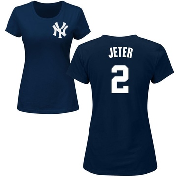 Women's New York Yankees Derek Jeter ＃2 Roster Name & Number T-Shirt - Navy