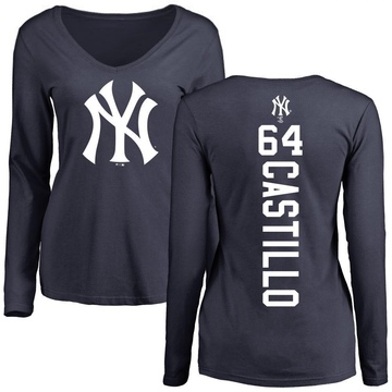 Women's New York Yankees Diego Castillo ＃64 Backer Slim Fit Long Sleeve T-Shirt - Navy