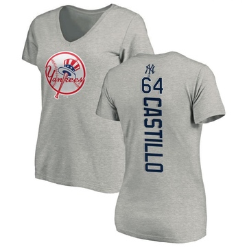 Women's New York Yankees Diego Castillo ＃64 Backer Slim Fit T-Shirt Ash