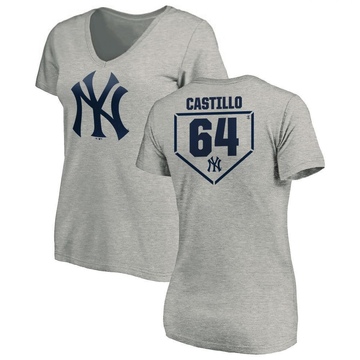 Women's New York Yankees Diego Castillo ＃64 RBI Slim Fit V-Neck T-Shirt Heathered - Gray