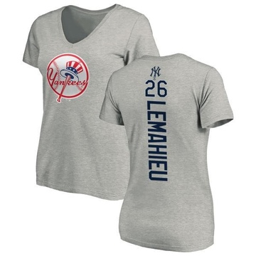 Women's New York Yankees DJ LeMahieu ＃26 Backer Slim Fit T-Shirt Ash