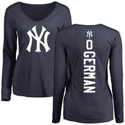 Women's New York Yankees Domingo German ＃0 Backer Slim Fit Long Sleeve T-Shirt - Navy