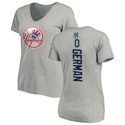 Women's New York Yankees Domingo German ＃0 Backer Slim Fit T-Shirt Ash