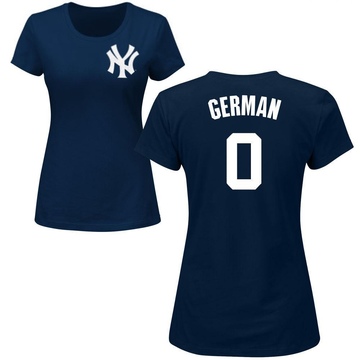 Women's New York Yankees Domingo German ＃0 Roster Name & Number T-Shirt - Navy