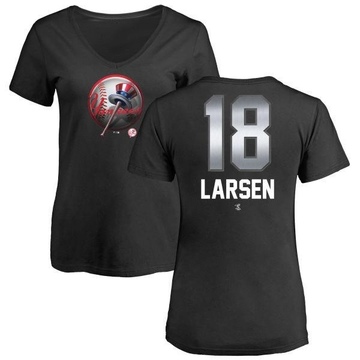 Women's New York Yankees Don Larsen ＃18 Midnight Mascot V-Neck T-Shirt - Black