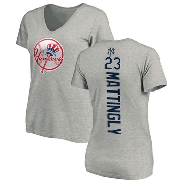 Women's New York Yankees Don Mattingly ＃23 Backer Slim Fit T-Shirt Ash