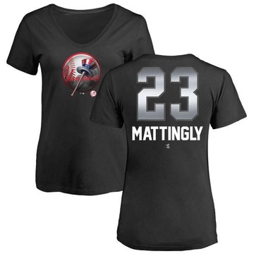 Women's New York Yankees Don Mattingly ＃23 Midnight Mascot V-Neck T-Shirt - Black