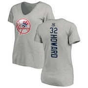 Women's New York Yankees Elston Howard ＃32 Backer Slim Fit T-Shirt Ash