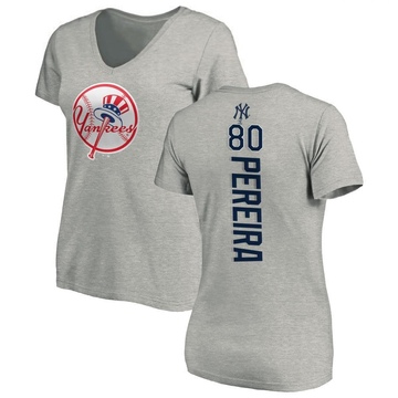 Women's New York Yankees Everson Pereira ＃80 Backer Slim Fit T-Shirt Ash