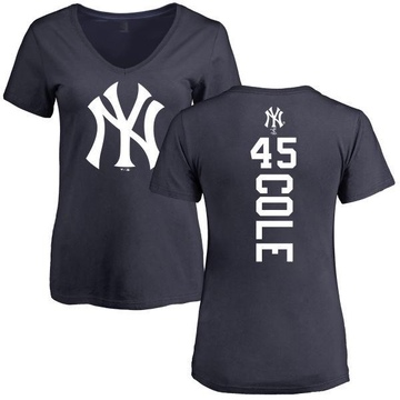 Women's New York Yankees Gerrit Cole ＃45 Backer Slim Fit T-Shirt - Navy