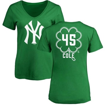 Women's New York Yankees Gerrit Cole ＃45 Dubliner Name & Number V-Neck T-Shirt Kelly - Green