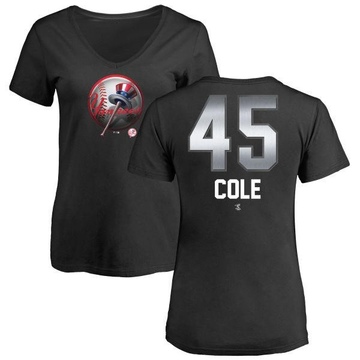 Women's New York Yankees Gerrit Cole ＃45 Midnight Mascot V-Neck T-Shirt - Black