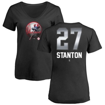 Women's New York Yankees Giancarlo Stanton ＃27 Midnight Mascot V-Neck T-Shirt - Black