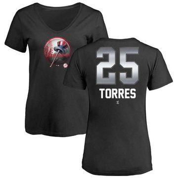 Women's New York Yankees Gleyber Torres ＃25 Midnight Mascot V-Neck T-Shirt - Black