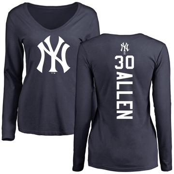 Women's New York Yankees Greg Allen ＃30 Backer Slim Fit Long Sleeve T-Shirt - Navy