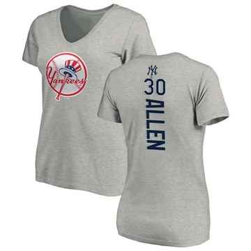 Women's New York Yankees Greg Allen ＃30 Backer Slim Fit T-Shirt Ash