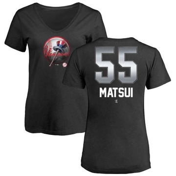 Women's New York Yankees Hideki Matsui ＃55 Midnight Mascot V-Neck T-Shirt - Black