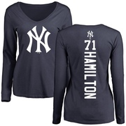 Women's New York Yankees Ian Hamilton ＃71 Backer Slim Fit Long Sleeve T-Shirt - Navy