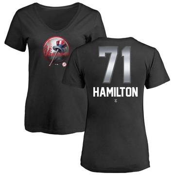 Women's New York Yankees Ian Hamilton ＃71 Midnight Mascot V-Neck T-Shirt - Black