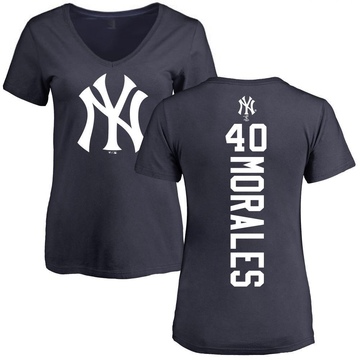 Women's New York Yankees Jacob Morales ＃40 Backer Slim Fit T-Shirt - Navy