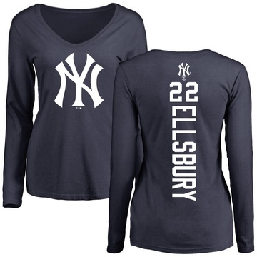 Women's New York Yankees Jacoby Ellsbury ＃22 Backer Slim Fit Long Sleeve T-Shirt - Navy