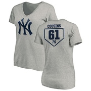 Women's New York Yankees Jake Cousins ＃61 RBI Slim Fit V-Neck T-Shirt Heathered - Gray