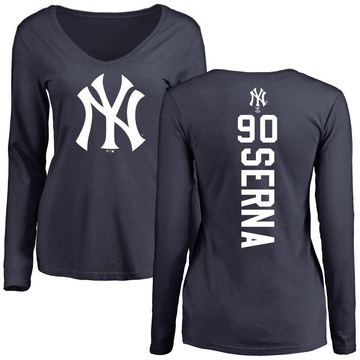 Women's New York Yankees Jared Serna ＃90 Backer Slim Fit Long Sleeve T-Shirt - Navy