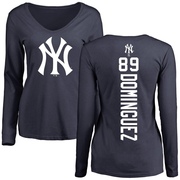 Women's New York Yankees Jasson Dominguez ＃89 Backer Slim Fit Long Sleeve T-Shirt - Navy