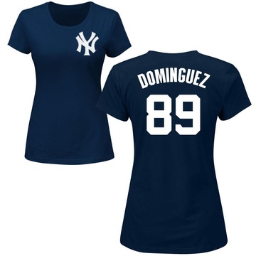 Women's New York Yankees Jasson Dominguez ＃89 Roster Name & Number T-Shirt - Navy