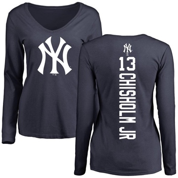 Women's New York Yankees Jazz Chisholm Jr. ＃13 Backer Slim Fit Long Sleeve T-Shirt - Navy