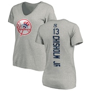 Women's New York Yankees Jazz Chisholm Jr. ＃13 Backer Slim Fit T-Shirt Ash