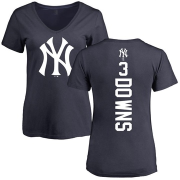 Women's New York Yankees Jeter Downs ＃3 Backer Slim Fit T-Shirt - Navy