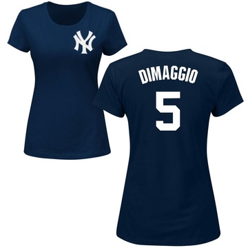 Women's New York Yankees Joe DiMaggio ＃5 Roster Name & Number T-Shirt - Navy