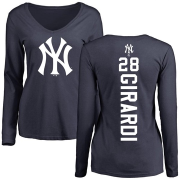 Women's New York Yankees Joe Girardi ＃28 Backer Slim Fit Long Sleeve T-Shirt - Navy