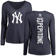 Women's New York Yankees Joe Pepitone ＃25 Backer Slim Fit Long Sleeve T-Shirt - Navy