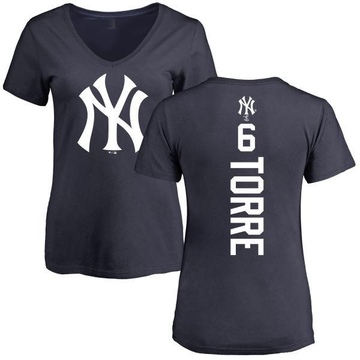 Women's New York Yankees Joe Torre ＃6 Backer Slim Fit T-Shirt - Navy