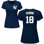 Women's New York Yankees Johnny Damon ＃18 Roster Name & Number T-Shirt - Navy