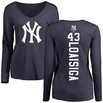 Women's New York Yankees Jonathan Loaisiga ＃43 Backer Slim Fit Long Sleeve T-Shirt - Navy