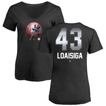 Women's New York Yankees Jonathan Loaisiga ＃43 Midnight Mascot V-Neck T-Shirt - Black