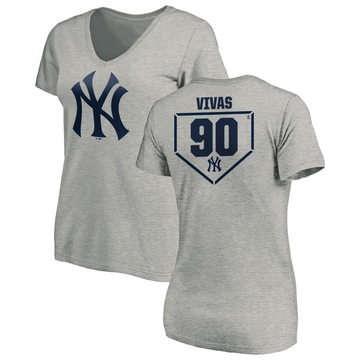 Women's New York Yankees Jorbit Vivas ＃90 RBI Slim Fit V-Neck T-Shirt Heathered - Gray